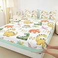 thumbnail image 3 of Castle Fairy Boys Girls Kawaii Dinosaurs Twin Sheet Sets 3pcs,Colorful Jungle Animal Twin Fitted Sheet Microfiber,Cartoon Flowers Wildlife Breathable Flat Sheet,Super Cozy Room Decor, 3 of 7