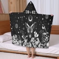 thumbnail image 5 of Black Gothic Sun Moon Flower Pattern Hooded Bath Towel，50"x30" for Ages 3 To 12 Kids, Quick Dry Lightweight Soft Microfiber Hood Beach Towel Cover Up for Kids, 5 of 7