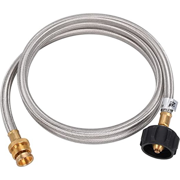 GasSaf 6FT Propane Adapter Hose 1lb to 20lb Propane Connection, Stainless Braided Propane Hose