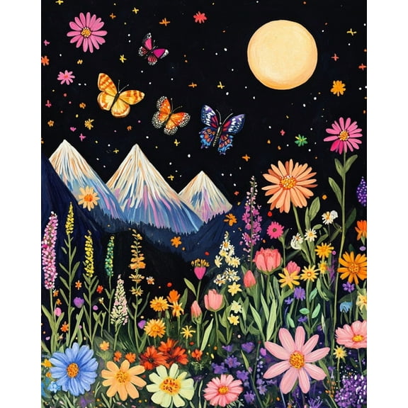 Paint by Numbers for Adults Kids Beginner Night Flower Language Mountains DIY Acrylic Painting by Numbers Kits with Brushes Acrylic Pigment Home Decoration Gifts 16 x 20 inch