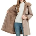 thumbnail image 2 of Miluxas Women Wear Double Sided Jacket Fall Winter Fashion Fleece Reversible Hood Cotton Padded Coat Khaki XL(XL), 2 of 9
