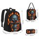 thumbnail image 2 of Disketp Flame Metal Skull Mochila Estampada de Gran Capacidad con Lonchera y Estuche, Set de 3 Piezas para Estudiantes, 2 of 7