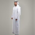 thumbnail image 2 of Traje nacional para hombres, ropa musulmana, Jubba Thobe blanco, túnicas de manga larga, Dubái, Oriente Medio, hombres, islámico, árabe, caftán, tocados, 2 of 4