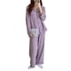 thumbnail image 1 of Pijama morado con botones para mujer para primavera/otoño, corte holgado y suave, talla M, manga larga, estampado de corazones, 1 of 8