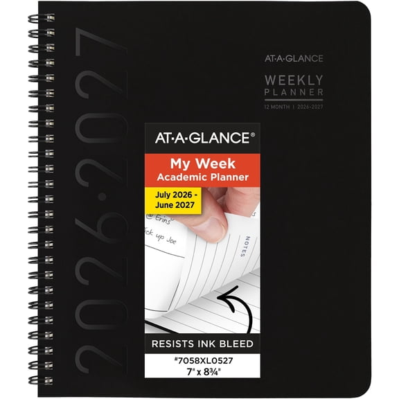 AT-A-GLANCE Contemporary Lite Academic 2026-2027 Weekly Monthly Planner Black