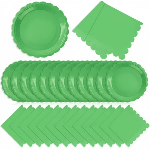 120 Pcs Paper Plates and Napkins Party Supplies Bulk Disposable 7 Inch Scalloped Plates Cocktail Napkins for Wedding Bridal Baby Shower Birthday Decorations, Serve 60 Guests(Ivory White)