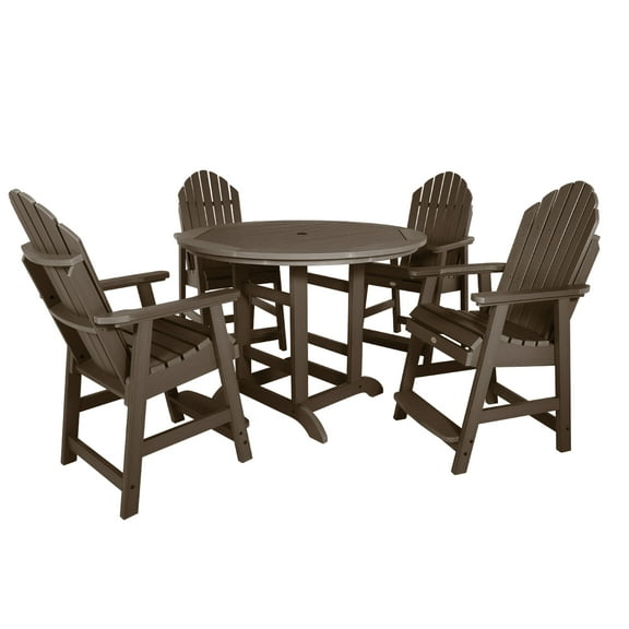 Highwood's 48" Round 5-pc Hamilton Dining Set - Counter Height, Outdoor, Eco-friendly, Synthetic Wood