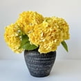 thumbnail image 3 of Flores artificiales hortensias amarillas, 3 piezas de látex natural realista, flor de imitación de 21 pulgadas de largo, hortensias de varilla para el hogar, fiesta, regalos de boda al aire, 3 of 4