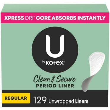 U by Kotex Clean & Secure Panty Liners, Light Absorbency, Regular Length, 129 Count