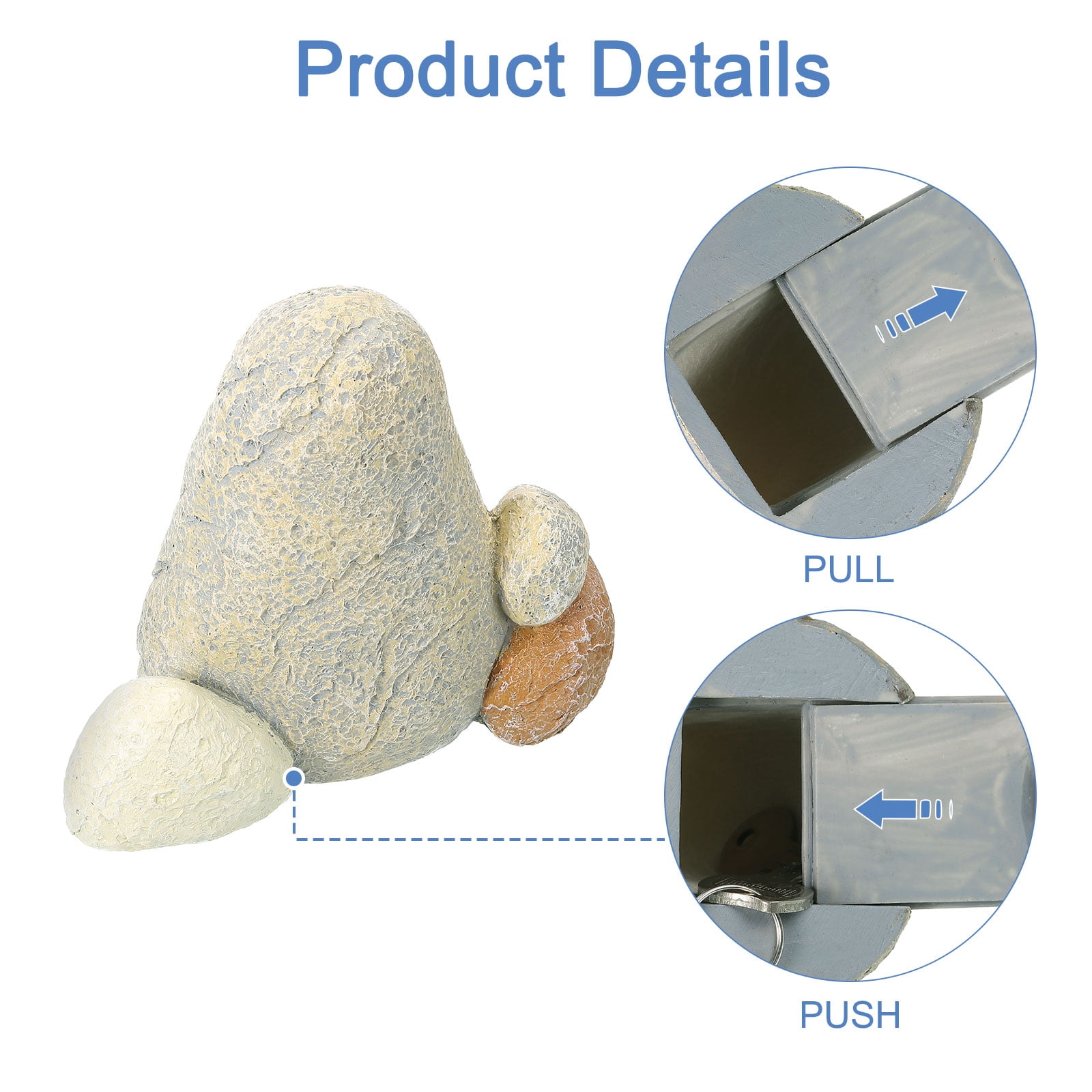 Uxcell Fake Rock Key Hider – Waterproof Resin Key Storage Box, Grey, 4.25 X 2.76 X 1.61 Inch, For Garden & Outdoor Decoration