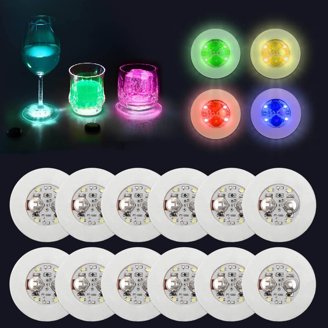 LED Coaster Light - Glowing Cup Holder For Bottles & Glasses, Party Decor, Black With White Light
