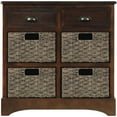 thumbnail image 6 of Rustic Storage Cabinet with 2 Drawers and 4 Classic Rattan Basket,Storage Chest Wood Console Table/Entryway Cabinet/Side Table for Living Room Kitchen Entryway, 6 of 7