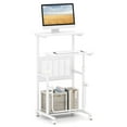 thumbnail image 1 of Costway Bureau Debout Mobile à Hauteur Réglable pour Ordinateur avec Roulettes et Repose-Pieds, Blanc, 1 of 10