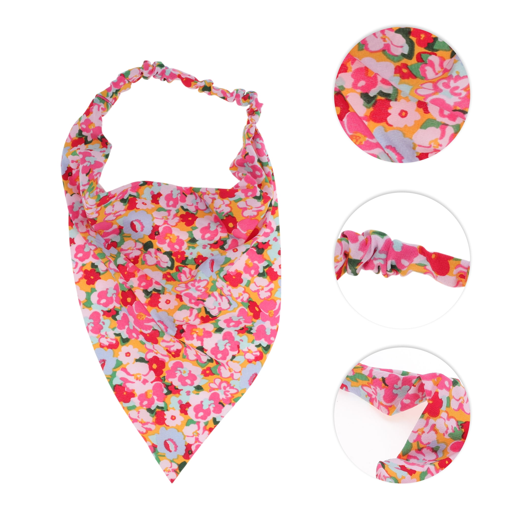 Unique Bargains 1pc Floral Elastic Headwrap for Hair Styling Yellow Pink Red