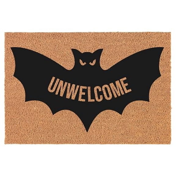 Welcome Doormat Coco Coir Door Mat Gift Unwelcome Bat Halloween (24" x 16")
