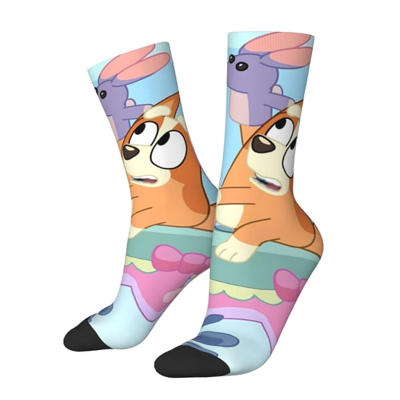 Johaoi Bluey Pattern Crazy Funny Socks for Men Women Colorful Fun Novelty Crew Socks Gifts for Adults Gag Gifts