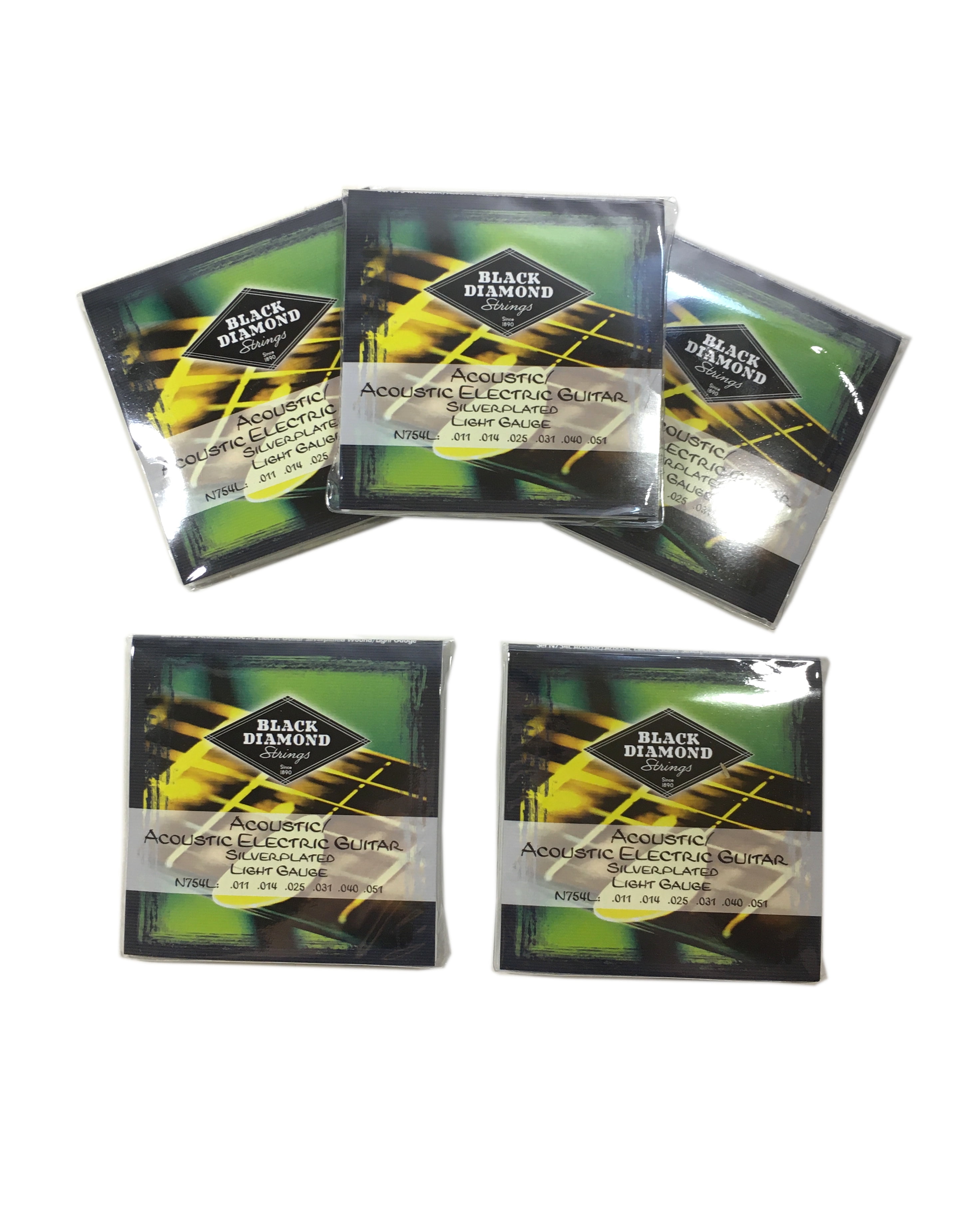 Black Diamond Guitar Strings 5Pack Acoustic Light Silver Plated N754L
