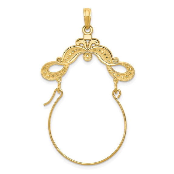FB Jewels 14K Yellow Gold Polished Ribbon Decorated Charm Holder