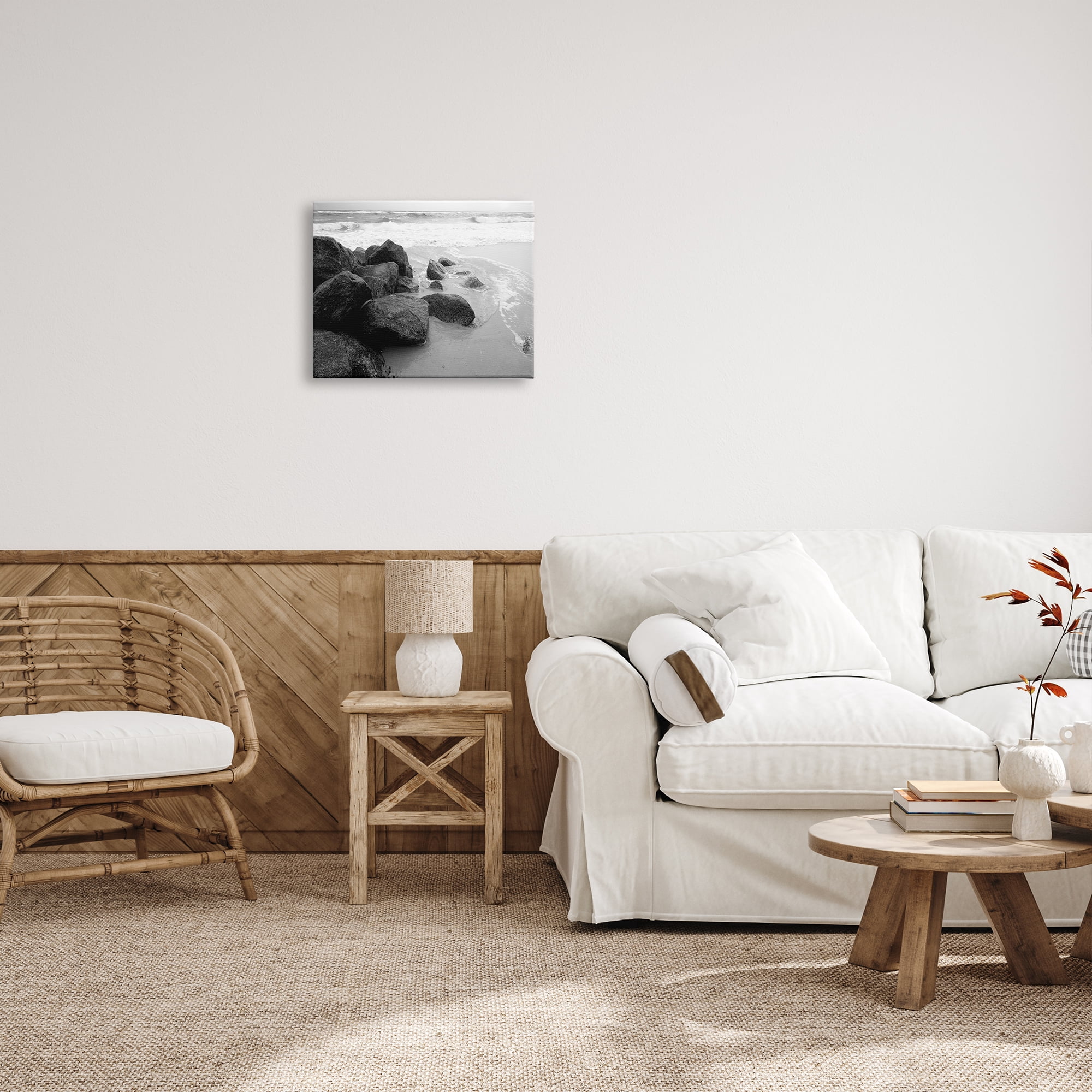 Stupell Indtries Incoming Tide Nautical Beach Coast Black White Photography,20 x 16,Design by Bill Carson Photography