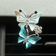 thumbnail image 4 of Ambientadores de aire para coche, clips de ventilación para mujeres, 4 piezas lindo doble mariposa diamante diamantes de imitación ambientador clip de ventilación brillante coche mujeres (az, 4 of 4