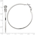 thumbnail image 4 of Sterling Silver Rh-Plated 1.5X50mm Omega Back Hoop Earrings (51 X 51) Made In India qe8107, 4 of 5