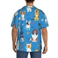 thumbnail image 3 of Uemuo Cute Dogs Pattern Cotton Linen Short Sleeve Shirts,Casual Lightweight Button Down Shirts,Vacation Beach Summer Tops-3X-Large, 3 of 7