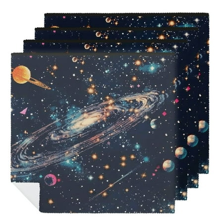 

FACANNAP Stars Planets Space Art Polyester Cloth Napkins for Home Decor Dining Table Kitchen Party Housewarming Farmhouse Decor 4 PCS
