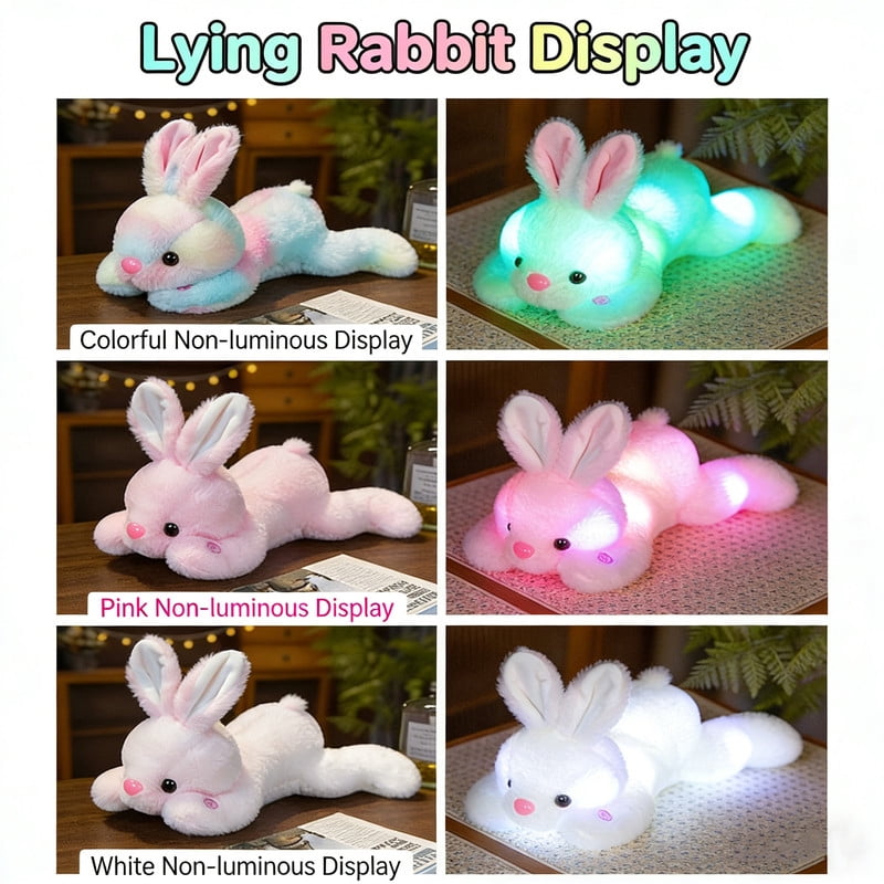 10 inch Lighting Up Bunny Stuffed Animal，Cut Sitting Rabbit Plush Toys for Easter，Birthday Gift（Pink）