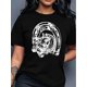 thumbnail image 1 of The Horse Print T-shirt, Short Sleeve Crew Neck Casual Top for Summer & Spring, Women's Clothing, 1 of 6
