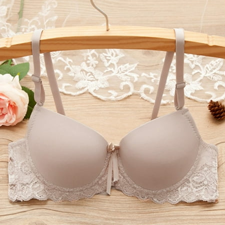 

Leylayray Underwear Women Women Push Up Deep V Ultrathin Underwire Padded Lace Brassiere Bra KH 40B/90B Brown 40B(Buy 2 Get 1 Free)