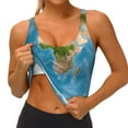 thumbnail image 4 of Xecao Earth View World Map for Sports Bra with Removable Pads, Crop Tank Top Design, Women's Longline Sports Bra - Non-Wired - XX-Large, 4 of 9
