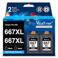 thumbnail image 1 of Cartucho de Tinta Valuetoner Negro Mayor Capacidad Compatible con HP 667XL para DeskJet Ink Advantag, 1 of 8