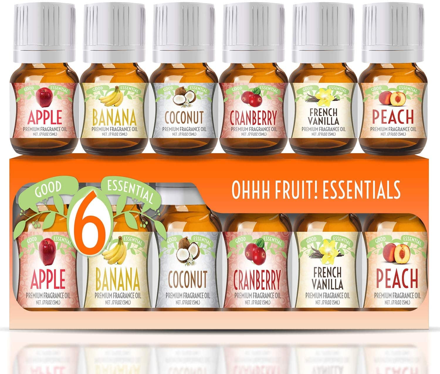 Fragrance Oils Set of 6 Scented Oils from Good Essential Banana Oil, Cranberry Oil, Apple Oil