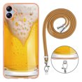 thumbnail image 6 of for Samsung Galaxy A04e Crossbody Strap Phone Case, Anti-Fall Pattern Clear Design Transparent Soft & Flexible TPU Drop and Shockproof Protective Cover with Adjustable Nylon Neck Strap, Draft Beer, 6 of 7