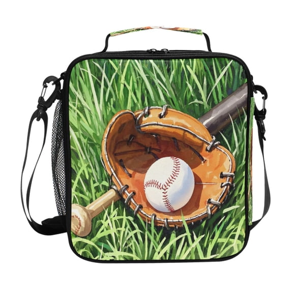 ALAZA Baseball on Grass Lunch Box Insulated Lunch Bag Reusable Thermal Cooler Tote School Picnic