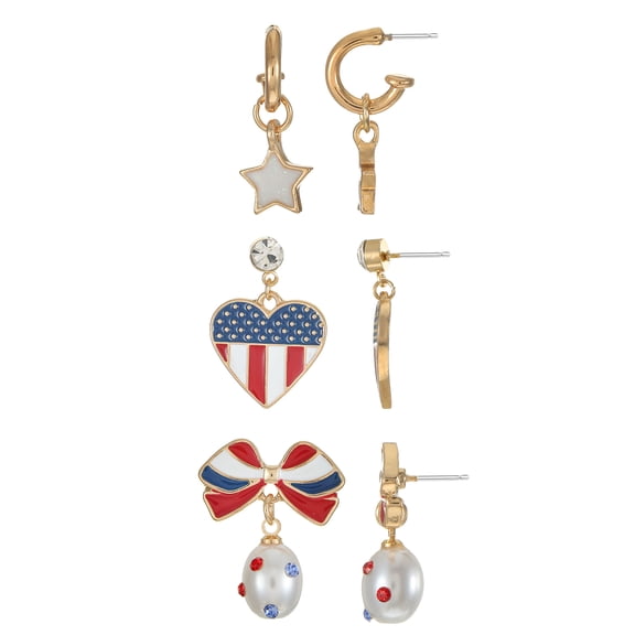 Way to Celebrate Americana Patriotic Dangle Earring Trio