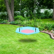 Feiona-40 Inch Hexagon Swing Children Swingseat, Outdoor Rope Swing Platform Swing, Hexagon Swingset Wirh 2 Carabiners & Adjustable Rope(Pink & Blue) For Indoor, Backyard And Playground Green