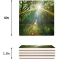 thumbnail image 3 of FMSHPON Green Forest Tree Sunshine Through Trees Woodland Nature Theme Set of 4 Coaster for Drinks, Absorbent Ceramic Stone Coasters Cup Mat with Cork Base for Home Kitchen Room Coffee Table Bar Decor, 3 of 4