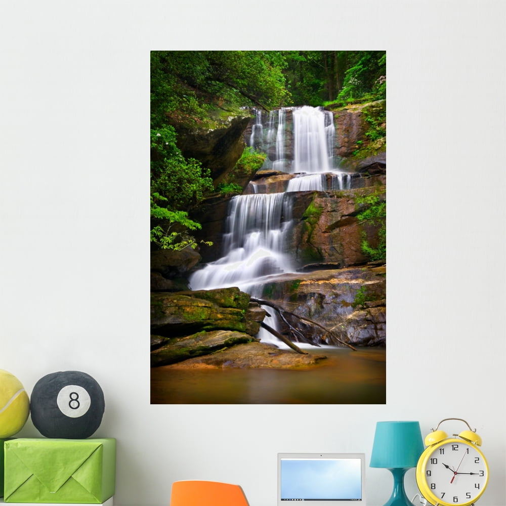 Waterfalls Nature Landscape Blue Wall Mural by Wallmonkeys Peel and ...