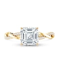 thumbnail image 5 of Rosec Jewels Asscher Cut Moissanite Ring for Engagement - 8 mm - Braided Ring - 3 Ct - D-VS1 Grade Certified - with Jewelry Box, 14K Yellow Gold, US 8.50, 5 of 9