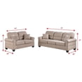 thumbnail image 2 of 2Pcs Modern Sand Fabric Sofa Loveseat Set Trimmed in Nickel Finished Buttons, 2 of 2