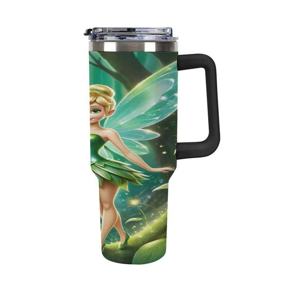 Tinker Bel Tumbler with Handle and Straw Lid Insulated Tumbler Stainless Steel Water Bottle Cup Gifts 40oz