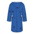 thumbnail image 5 of Women's Star Print Fleece Bathrobe, Long Length Plush Robe, Soft Cozy Loungewear, Knee Length Gown with Pockets, Comfortable Spa Style Robe for Women Blue XL, 5 of 5
