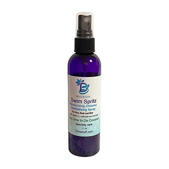 Diva Stuff Swim Spritz, Chlorine Neutralizing , Deodorizing and Moisturizing Mist For Body, Face And Hair, 4oz , Da Lime In Da Coconut Scent