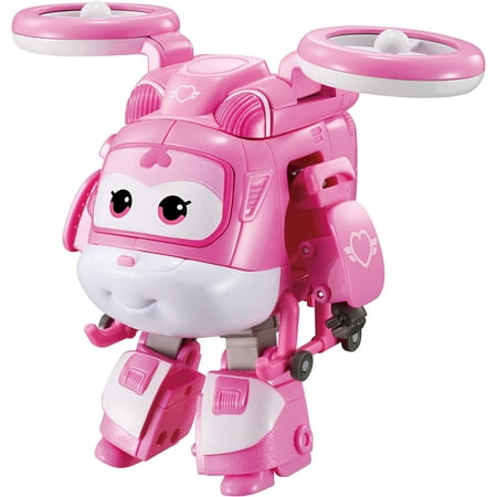 Super Wings 5" Transforming Supercharged Dizzy Airplane Toys, Action Figure Plane to Robot, Suitable for 3 4 5 Years Old Kids, Fun Flying Toy Plane for Preschool Boys and Grls, Birthday Gifts, Pink