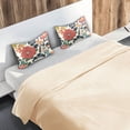 thumbnail image 5 of Yayeee Pillowcase Standard Size Set of 2 Satin Wrinkle Resistant Envelope Pillow Case, Red Flowers Pattern, 5 of 8