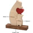 thumbnail image 3 of Adorno de oso de madera personalizado XINYU escultura con 2 a 6 nombres de familia, 3 of 7