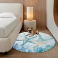 thumbnail image 3 of Teal Blue Coastal Round Area Rug 3.3 FT, Non Slip Small Entryway Kitchen Mat, Summer Ocean Starfish Coral Washable Soft Circular Rug Non-Shedding Door Mat for Bathroom Playroom Kids Room, 3 of 9