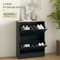 thumbnail image 6 of GVN Shoe Storage Cabinet, Shoe Organizer,Modern Shoe Cabinet with 2 Flip Drawers and Adjustable Shelves for 12 Pairs, Black, 6 of 7