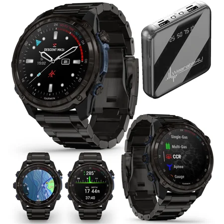 Garmin Descent Mk3i 51 mm Titanium Dive Computer +Extra-Long Strap, AMOLED Display, GPS Smartwatch & Wearable4U Gift Bundle (010-02752-13)
